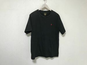 本物ポロラルフローレンPOLO RALPH LAURENコットンロゴ刺繍半袖Tシャツメンズサーフアメカジミリタリー黒ブラックXLグアテマラ製