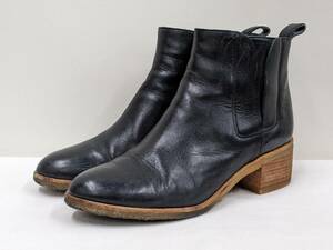 Clarks Originals/クラークス/Black Leather Slip On Ankle Boots/サイドゴアスリッポンアンクルブーツ/レザー/本革/SIZE24.5cm