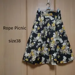 RopePicnic　花柄　ブラック　フレアスカート　size38