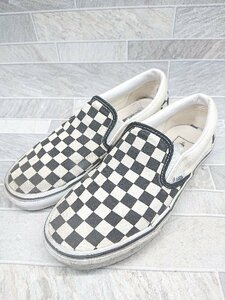 ◇ VANS ヴァンズ ブロックチェック スニーカー シューズ サイズ24.0cm ライトベージュ ブラック レディース P