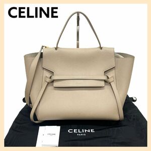 タグ保存袋付き エディ期 CELINE セリーヌ MINI BELT BAG ロゴ刻印 カーフスキン レザー 2way ミニベルトバッグ