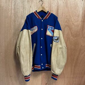 希少【BEAVER ROOTS NHL ビーバールーツ】VINTAGE / NEW YORK RANGERS/袖レザー/スタジャン アワードジャケット/ジャケット ブルゾン