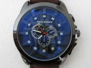 【送料無料/新品】 BWIN SPORT かっこいい フェイククロノ腕時計 カジュアルウオッチ ブルーグラス 3針 格安時計 ■L17308YER-180128-32-2