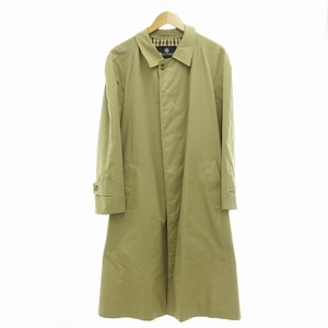 アクアスキュータム AQUASCUTUM 美品 ステンカラーコート ジャケット スリーブストラップ 裏地チェック柄 M ベージュ /JS 1108