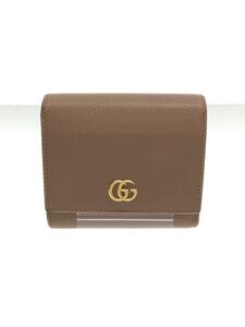 GUCCI◆グッチ/2ツ折サイフ/レザー/グレージュ/レディース/598587 CAO0G 5723