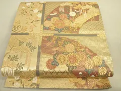 平和屋着物●六通柄袋帯　蒔絵天井文　金糸　金通箔　逸品　DAAJ3779jm