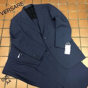 ★紳士服工房★【大創業祭】★新品 ★未使用 VERSARE 2ッ釦セットアップスーツ裏地メッシュ極薄オリエンタルブルー系サラサラ生地サイズA4