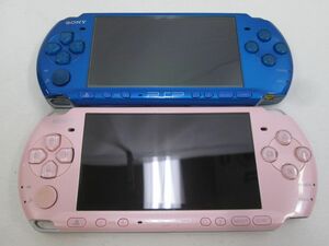 25 送60サ 0930$G07 PSP 3000 本体 2台 ブルーver6.60 ピンクver6.39 バッテリーパック欠品 中古品