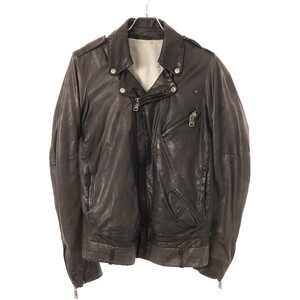 DIESEL BLACK GOLD ディーゼル ブラックゴールド ペイント加工ダブルライダースジャケット ブラウン系 S ITZFADGAHARW