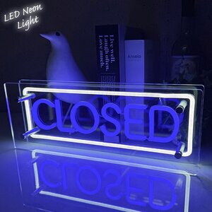 1円スタート 売り切り LEDネオンサイン ネオン管風 CLOSED クローズド インテリア ライト LED ネオンサイン 看板 サインボード NK-81