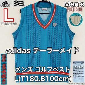 超美品 adidas(アディダス)テーラーメイド メンズ ゴルフ ベスト L(T180.B100cm)使用2回 ブルー ポリエステル スポーツ アウトドア使用２回