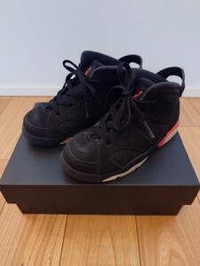 中古品 Nike TD Air Jordan 6 Retro Black Infrared (2019) 10c 16cm 384667-060 国内正規品　黒タグ付 エアジョーダン キッズ ベビー