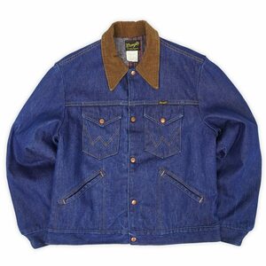 ラングラー Wrangler 70s JL720NV デニムジャケット USA製 ビンテージ ビッグサイズ (-3877) インディゴブルー / 濃紺 46 XL相当