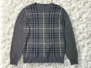 シルク混 BURBERRY LONDON バーバリー セーター ニット トップス プルオーバー ノバチェック メンズ L 絹