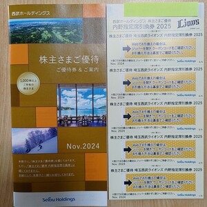 西武ホールディングス 株主優待 1000株冊子 内野指定席引換券5枚