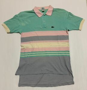 【USA製 サイズM 好配色】80s 90s IZOD LACOSTE アイゾッド ラコステ 半袖 ストライプ ポロシャツ 鹿の子 フレラコ メンズ ビンテージ