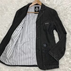 超希少◎美品◎NEIGHBORHOOD ネイバーフッド デニム テーラードジャケット カバーオール メンズ 胸ロゴ M-L相当 裏地 黒 ブラック 