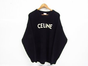 CELINE セリーヌ 22AW オーバーサイズ ウールニット セーター ブラック メンズ エディ期 黒 2A19R423P SIZE:S★FG7688