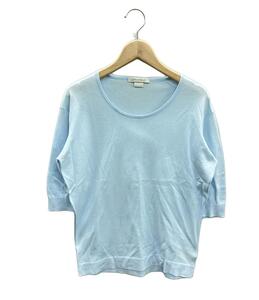 美品 ジョンスメドレー 五分袖ラウンドネックニットセーター 薄手 レディース SIZE L JOHN SMEDLEY