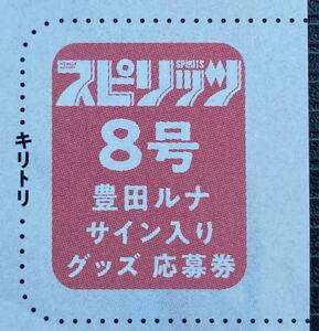 ビッグコミックスピリッツ8号　豊田ルナ　直筆サイン入りチェキor直筆サイン入り色紙　プレゼント応募券