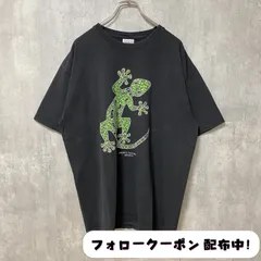 古着 used　YACHTCLUB　ヨットクラブ　半袖プリントTシャツ　メキシコ　トカゲ　ブラック　レトロ　オーバーサイズ