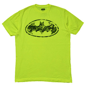 【M】DCコミックス バットマン ロゴプリント キャラクター Tシャツ メンズM 蛍光色 アメコミ 古着 BATMAN BA3334