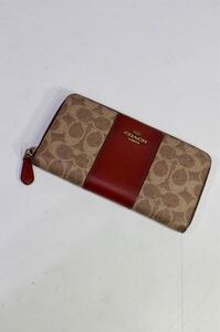 COACH コーチ 31546 アコーディオン ジップ ウォレット カラーブロック シグネチャー ラウンドファスナー 長財布 USED 中古 (R607) COACH