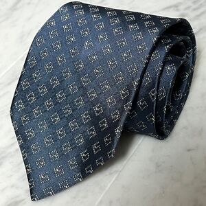 【美品】 999円～ GUCCI ネクタイ ネイビー Gロゴ シマ シグネチャー (B11)