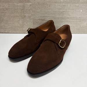  F.LLI Giacometti フラテッリ ジャコメッティ FG498 SINGLE MONK STRAP SHOES モンクシューズ ブラウン 39 1/2 【中目黒B06】