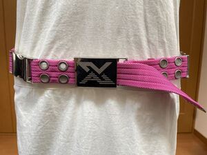 ARMANI EXCHANGE(アルマーニエクスチェンジ)ピンク系ナイロンベルト最大約94センチ美中古　ユニセックス/メンズSMレディースM