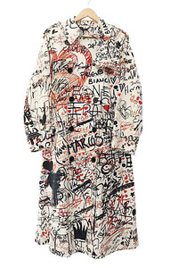 バーバリー BURBERRY リカルドティッシ期 Graffiti Print Trench Coat グラフィック プリント 総柄 ロング トレンチ コート 8024676 36 ベ