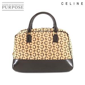 セリーヌ CELINE Cマカダム ボストン ハンド バッグ ハラコ レザー ベージュ ブラウン ゴールド 金具 ヴィンテージ 90204296