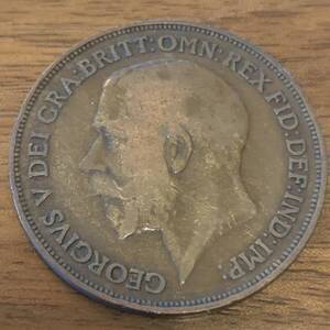 1915年 イギリス 1ペニー コイン 硬貨 美品 メ282