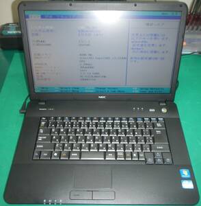 中古ノート NEC VersaPro PC-VJ22LRNTFTMD Corei3-2330M（2.20GHz）/RAM：4G、15.6型、BIOS表示OK、部品取り・修理練習用