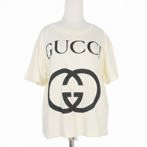 グッチ GUCCI インターロッキング Gロゴプリント Tシャツ XS ベージュ CA37394 CA14517 CA84937 レディース