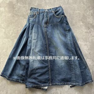 AD2019 JUNYA WATANABE COMME des GARCONS denim ジュンヤ ワタナベ コムデギャルソン☆再構築 プリーツ デニム スカート/サイズM アシメ