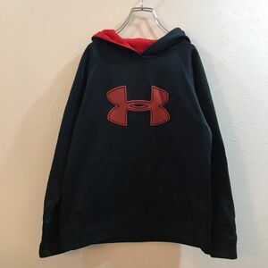 ビッグロゴUNDER ARMOUR/アンダーアーマー 長袖アンダーアーマーパーカー ネイビー紺 YLGサイズ