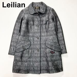 Leilian レリアン 中綿 コート 総柄 刺繍 9 M レディース B122424-69