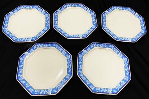 新品 未使用 GIVENCHY ジバンシー 六角形 プレート 小皿 取り皿 花柄 模様 ホワイト 白 5枚セット 約18cm