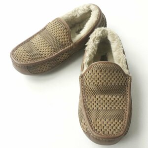 UGG AUSTRALIA アグ 1010663 ASCOT WEAVE アスコット ウェーブ モカシン 26cm キャメル スリッポン【参考価格￥26,400-】-