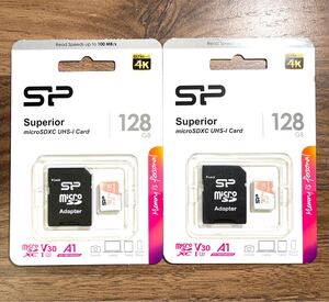 microSDカード 128GB(アダプター付き)シリコンパワー【2個セット】