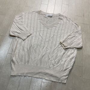 4041☆ UNITED ARROWS GREEN LABEL RELAXING トップス Vネック 半袖ニット レディース アイボリー