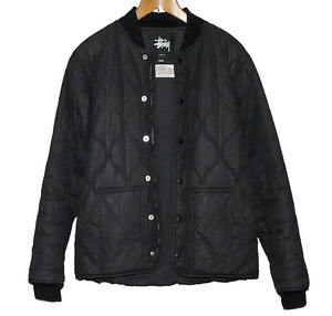 Stussy×The British Millerain Waxed Quilt Puff Jacket ■黒 メンズ Mサイズ ■ステューシー×ブリティッシュミラレーン ワックス キルト