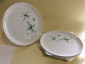 【Mid-Chinaware/R052/Salem China/Northstar】セーラムチャイナ/ノーススター/デイナープレート 4枚/Mi-/ミッドセンチュリー/アトミック