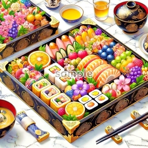 A3 350dpi 豪華おせち料理 01 オリジナル絵イラスト著作権フリー画像素材 42P Gorgeous Osechi Bento 01 Original picture image material