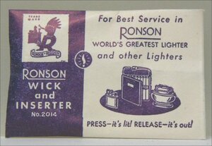 30年代　RONSON 『WICK & INSERTERパッケージ未使用 レア!