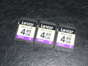 動作保証！Lexar SDHCカード 4GB クラス④ 3枚セット