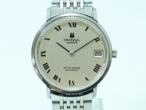 【1円スタート】UNIVERSAL GENEVE WHITE SHADOW AUTOMATIC 自動巻き 25石 ローマンダイヤル メンズ腕時計 1970s 12-A027/1/60P