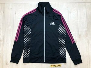 adidas アディダス レディース ロゴプリント ドット 薄手 ジップ ジャージジャケット M 紺ピンクシルバー