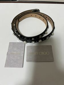 新品　JIMMY CHOO　ジミーチュウ　ベルト　ベルト　ラインストーン　パール　ブラック